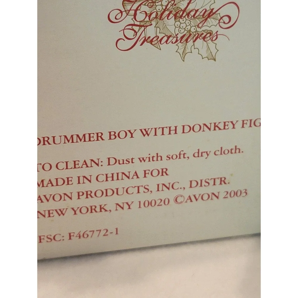 Avon Drummer Boy w/‎ Donkey Figurine Holiday Treasures Nativity 2003 Christmas